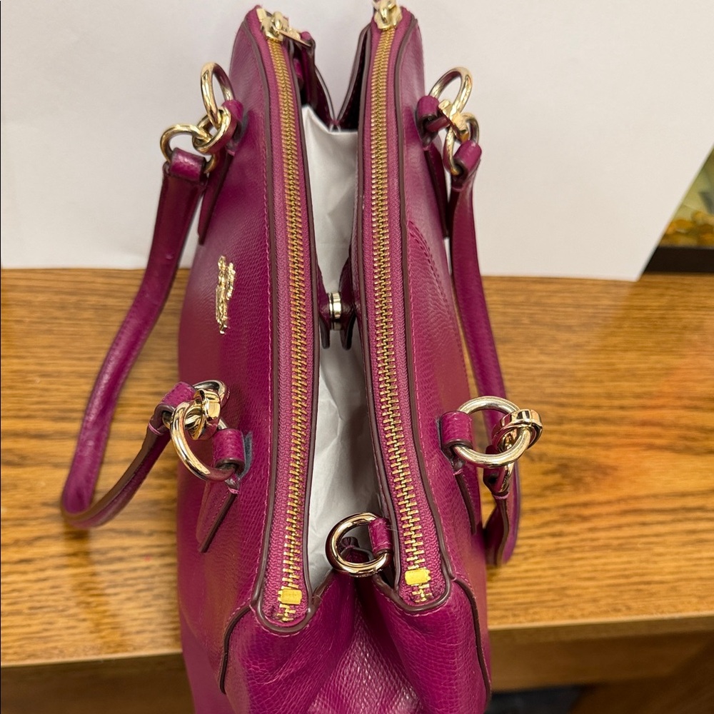 Women's Magenta Satchel with Coach Emblem - Picture 3 of 8